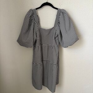 Nasty Gal Gingham Puff Sleeve Toe Back Dress Size 2
